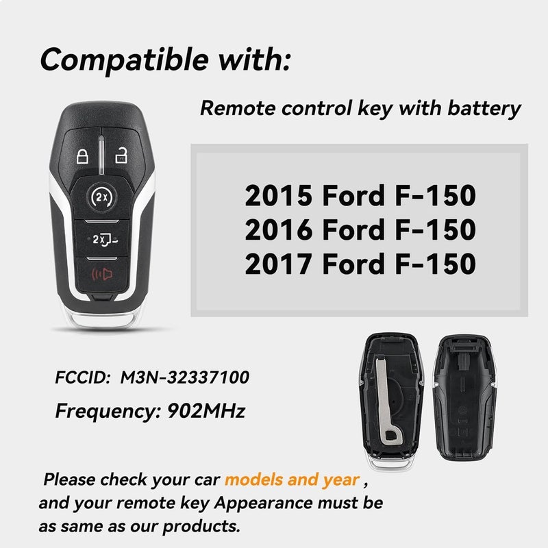 Smart Key Solution 5 Buttons Smart Remote Key Fob Replacement Kit for Ford F150 Key 2015 2016 2017 Ford F-150 Smart Keyless Entry Remote Fob DIY M3N-A2C31243300 164-R8117 - Image 4